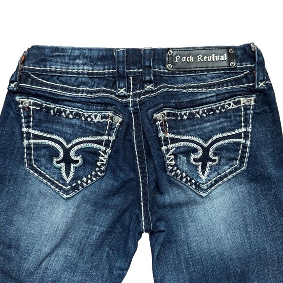 Rock Revival Womens Charlotte Skinny Dark Wash Sequin Jeans Size 27 - Picture 1 of 8